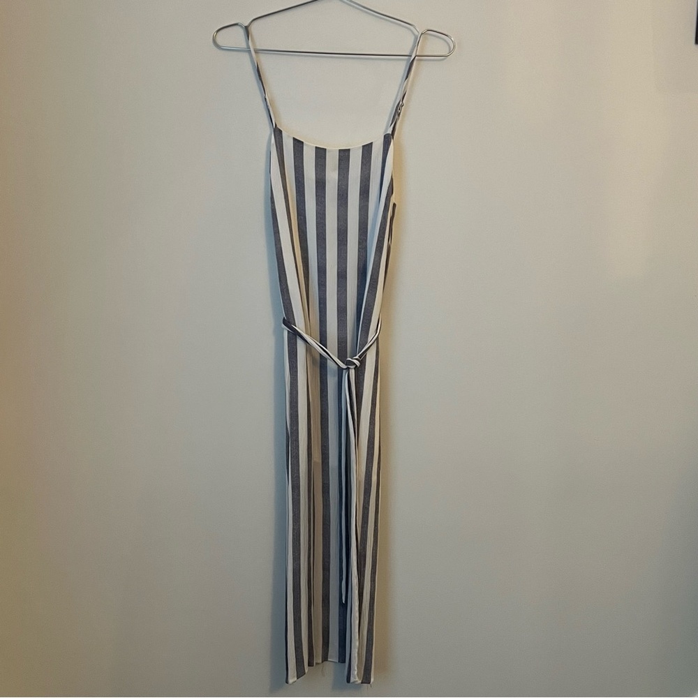 Stelen Blue Striped Sheer-Underlined Dress